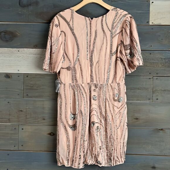 $300 Free People Stone River Beaded Sequin Embellished Romper Pink - Picture 6 of 16